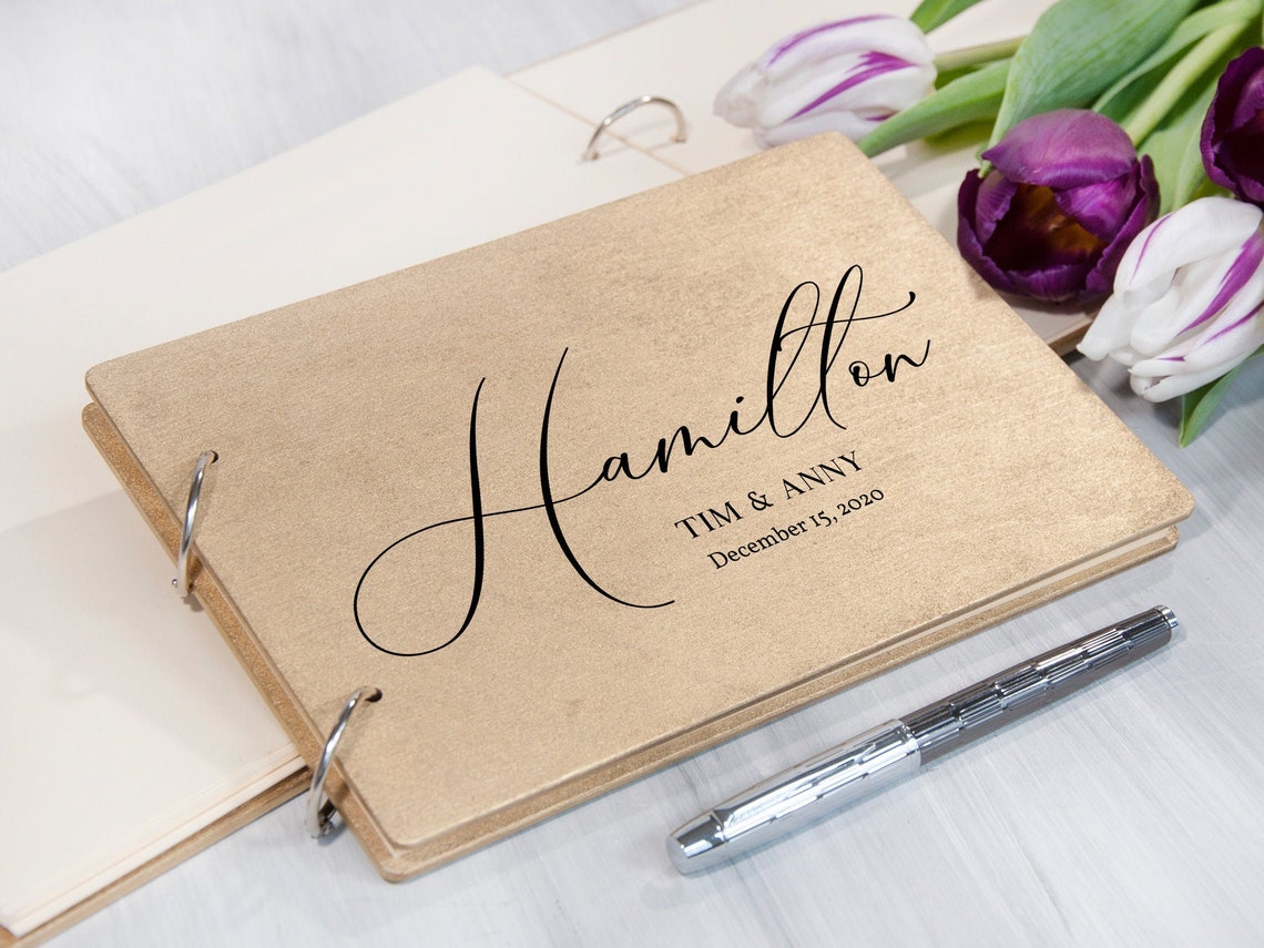 Gold Wedding Guest Book Personalized Guestbook Gold Wish Book Etsy