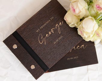 Wedding Vow Books Set of 2, Couple Engagement Gifts for Bride and Groom, Luxury Speech Notebooks, Wedding Ceremony His & Her Vow Booklets