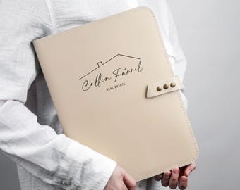 Leather Portfolio - Custom Padfolio - Realtor Gift - Real Estate Agent Gift