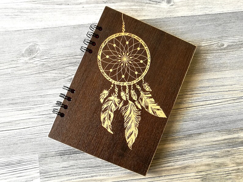 Dreamcatcher Notebook Wooden Notebook Wood Journal Engraved Etsy