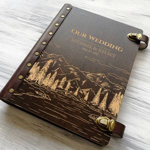 Wedding Photo Album Travel Personalized Photo Album Leather Wedding Gift Ideas Wooden Photo Album Landscape Mountain Adventure Photo Album