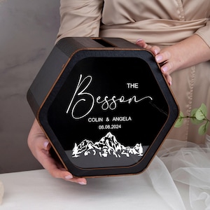 Holzkartenbox für Hochzeitsfeier, personalisierte Hochzeitsbox für Karten & Geschenke, benutzerdefinierte Berge Hochzeitskartenbox mit Bergen