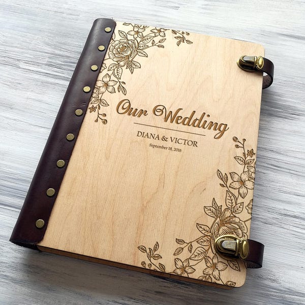 Wedding Photo Album Personalized Photo Album Custom Wedding Gift Wooden Photo Album Wedding Gift Ideas Gift for Couple Rustic Photo Gifts