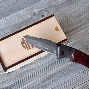 Custom Pocket Knife, Personalized Pocket Knife, Groomsmen Gift Ideas, Laser Engraved Knife Gift Box, Pocket Knife Engraved, Boyfriend Gift image 3