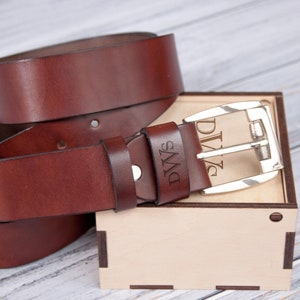 Father of the Bride Gift Wedding Day Gift for Groom Personalized Belt Leather Bride's Gift to Dad Groomsmen Gifts Leather Belt Monogram Belt image 3