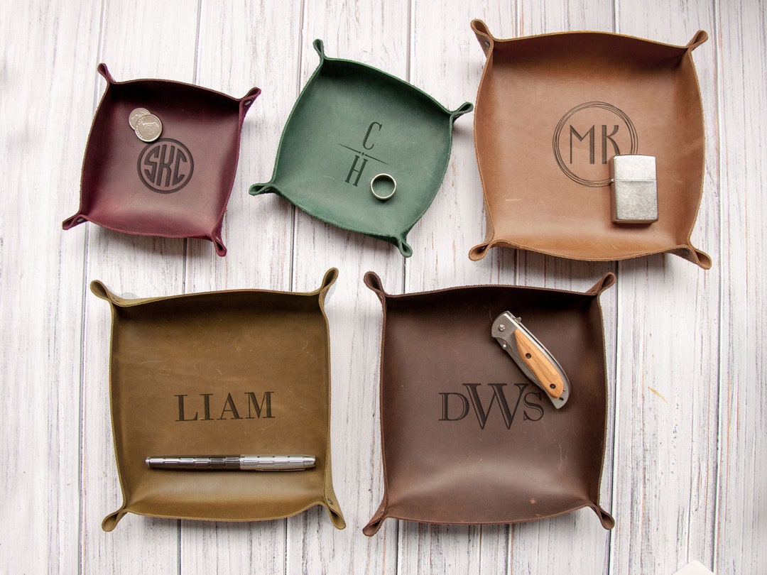 Personalized Leather Valet Tray for Men Christmas Gift for Dad Mens ...
