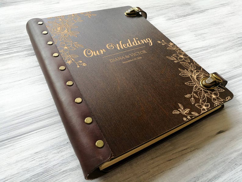 Wedding Photo Album Personalized Photo Album Custom Wedding Gift Wooden Photo Album Wedding Gift Ideas Gift for Couple Rustic Photo Gifts image 2