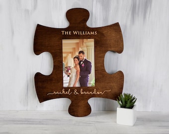 Engraved Puzzle Frame Wedding Party Gift Personalized Photo Frame 4x6 Engagement Gift for Couple Custom Picture Frame Family Christmas Gift