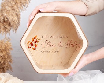 Autumn Wedding Card Box Personalized Wedding Envelope Box Custom Wooden Box for Cards & Gifts Wedding Reception Box with Slot