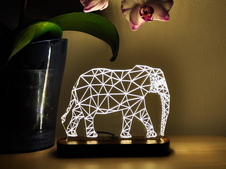 LED Night Light Elephant 3D Night Light Bedroom Decor Desk Etsy