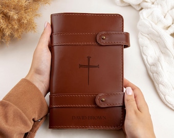 Mens Bible StudyJournal, Leather B6 Notebook, Personalized Pastor Gifts