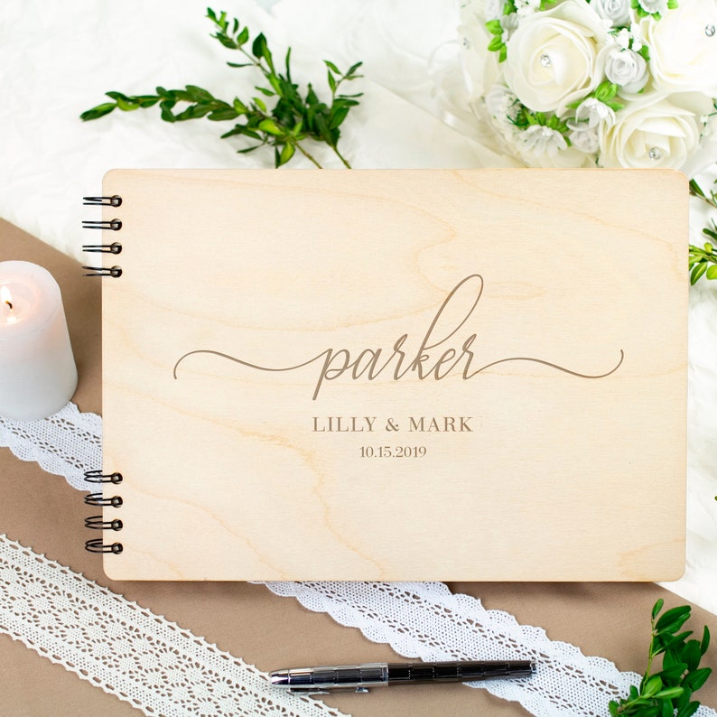 Wedding Guest Book Alternative Custom Wedding Guestbook Rustic Guest Book Personalized Wedding Guest Book Wooden Landscape Photo Guest Books image 2