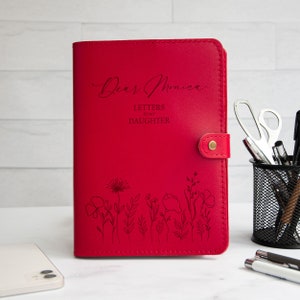 Briefe an meine Tochter Personalisiertes nachfüllbares Leder-Journal Notebook Mama, Geschenk Nachdenkliche Geschenke Tochter Geschenk für Brautparty Red