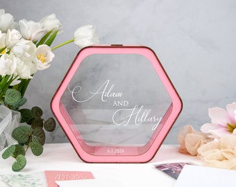 Personalized Wedding Card Box, Wedding Keepsake Box for Cards & Gifts, Custom Memory Box for Bride and Groom, Modern Acrylic Box with Slot