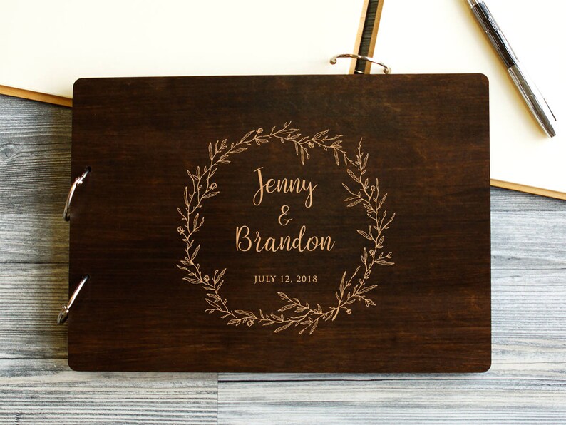 Wedding Guest Book Wood Guestbook Custom Guest Book Rustic Etsy