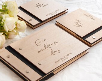 Personalized Guest Book - His & Hers Vow Books - Alternative Wedding Set - Rustic Ceremony Book - Our Wedding Day Gifts - Engagement Gift