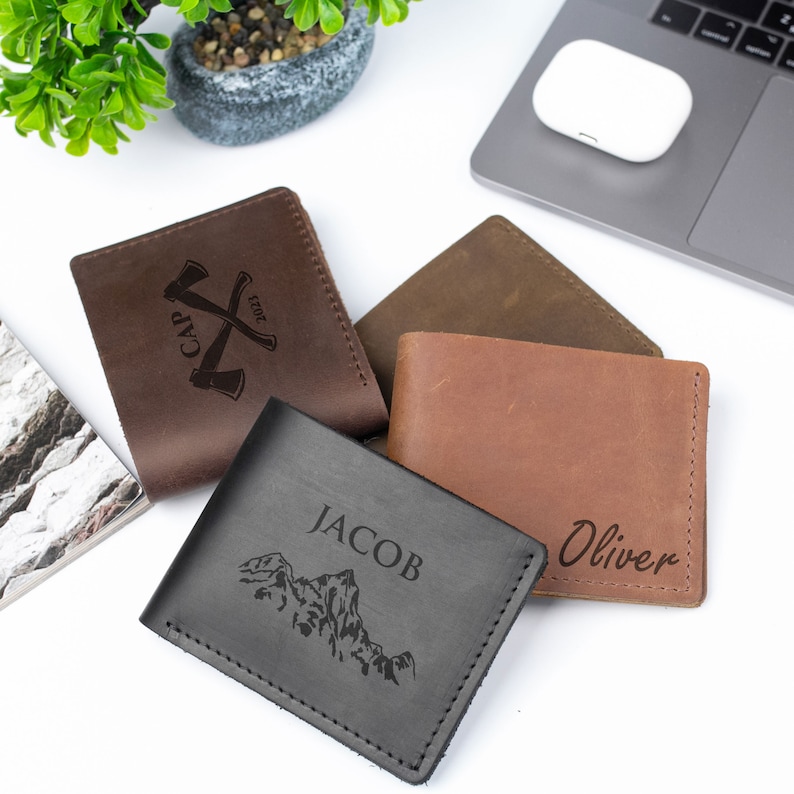 Personalized Gifts for Dad from Daughter, Engraved Leather Wallet, Father's Day Gift from Wife, Custom Bifold Wallet, Gift for Dad to Be image 3