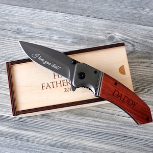 Dad Gifts Folding Knife Father's Day Gift Engraved Pocket Knife Personalized Gift for Dad Mens Gift Ideas Custom Knife Daddy Gift from Son image 1