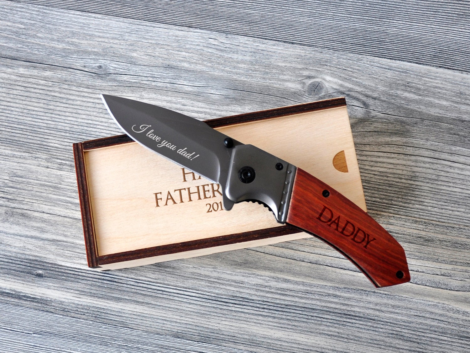 Gift Dad Brown,Custom Knife Spring Assisted Knife 1PC Personalized Knife 934 