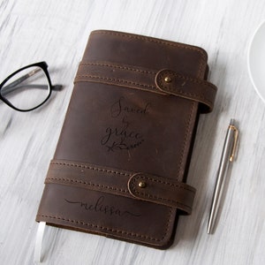 Prayer Journal Personalized Leather Journal Christian Journal Women Gift Ideas Leather Notebook Bible Study Journal Custom Journal Notebook Dark Brown