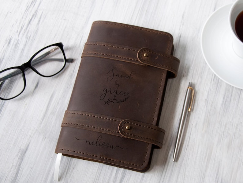 Prayer Journal Personalized Leather Journal Christian Journal Women Gift Ideas Leather Notebook Bible Study Journal Custom Journal Notebook Dark Brown