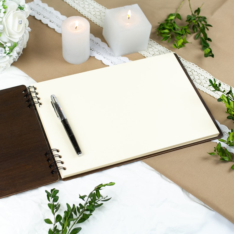 Wedding Guest Book Alternative Custom Wedding Guestbook Rustic Guest Book Personalized Wedding Guest Book Wooden Landscape Photo Guest Books image 3