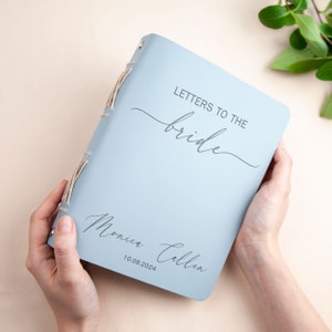 Algo azul para la futura novia, Cartas a la novia, Diario de cuero personalizado, Libro de invitados para la fiesta nupcial, Libro de consejos para la novia