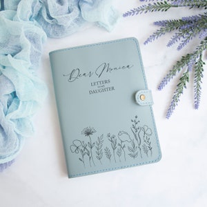 Briefe an meine Tochter Personalisiertes nachfüllbares Leder-Journal Notebook Mama, Geschenk Nachdenkliche Geschenke Tochter Geschenk für Brautparty Baby Blue