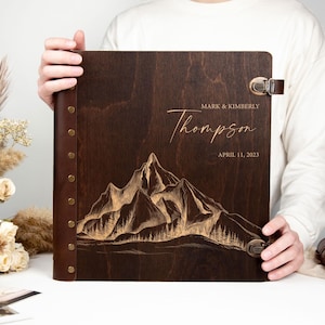 Mountain Wedding Album Custom Photo Album Our Adventure Book Personalized Keepsake Photo Booth Album Wood Picture Album for 4x6, 5x7 photos