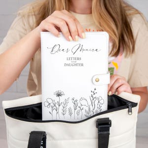 Carta de diário personalizada para minha filha com flores silvestres, diário de couro gravado, diário de querida filha, presente de aniversário para filha