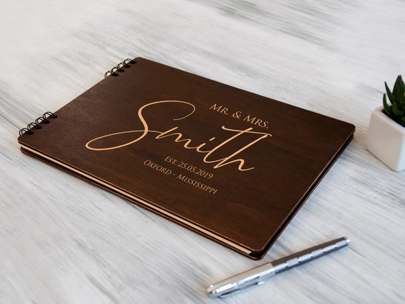 Wedding Guest Book Personalised Custom Wedding Guestbook Mr Etsy