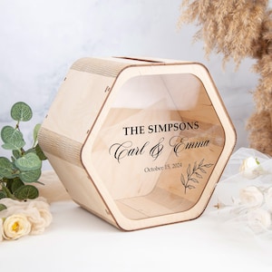 Scatola di biglietti personalizzata per matrimonio Scatola di ricordi in legno Scatola di biglietti e regali per decorazioni per ricevimenti nuziali Scatola di nozze personalizzata Elegante scatola con busta