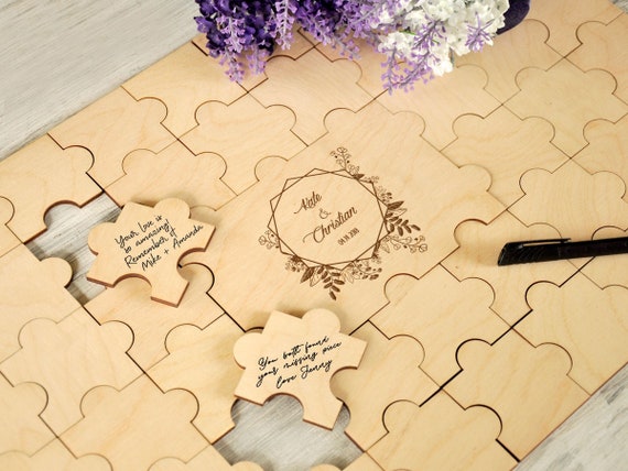 Rustic Wedding Guest Book Alternative Custom Guestbook Sign Canvas Jigsaw Puzzle