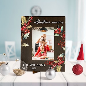 Wood Picture Frame Christmas Memories - Personalized 4x6 Picture Frame - Custom 5x7 Picture Frame Family Christmas Gift Ideas - Photo Gifts