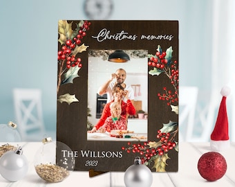 Wood Picture Frame Christmas Memories - Personalized 4x6 Picture Frame - Custom 5x7 Picture Frame Family Christmas Gift Ideas - Photo Gifts