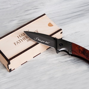 Dad Gifts Folding Knife Father's Day Gift Engraved Pocket Knife Personalized Gift for Dad Mens Gift Ideas Custom Knife Daddy Gift from Son image 4