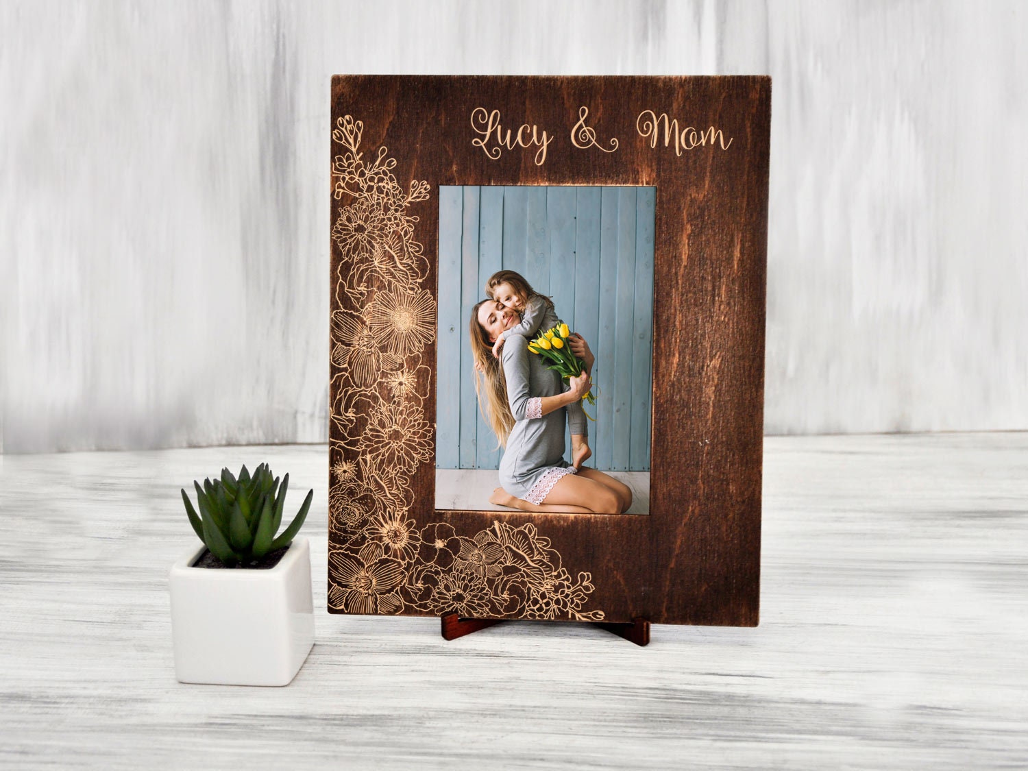 shabby & vintage chic mummy & me mothers day photo frame personalised gift