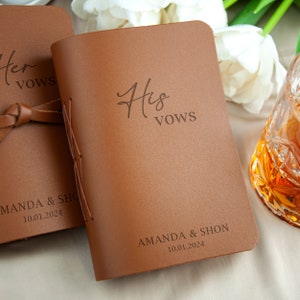 His & Hers Vows, Set of 2 Personalized Vow Books, Mr and Mrs Wedding Gift, Promise Booklets, Engagement Gift for Couple, Leather Vow Books