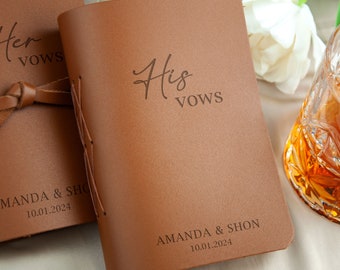 His & Hers Vows, Set of 2 Personalized Vow Books, Mr and Mrs Wedding Gift, Promise Booklets, Engagement Gift for Couple, Leather Vow Books