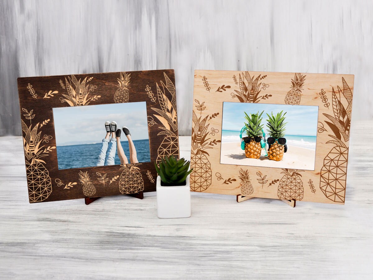 Pineapple Picture Frame Tropical Wood Photo Frame Vacation | Etsy