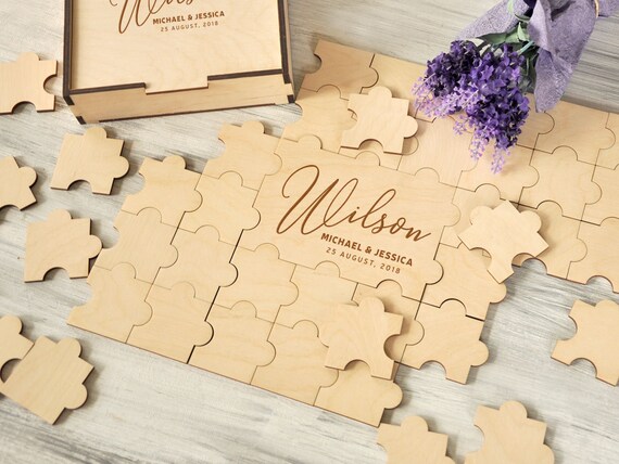 Rustic Wedding Guest Book Alternative Custom Guestbook Sign Canvas Jigsaw Puzzle