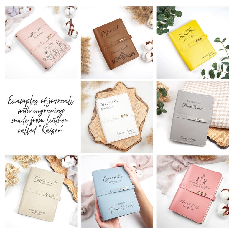 a collage of different colored notebooks with writing on them