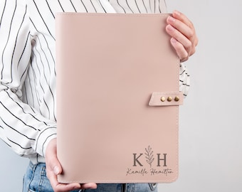Personalized Leather Portfolio Mother's Day Gift for for Wife  Mom Sister, Custom Leather Padfolio with Legal Pad Business Gifts for Women