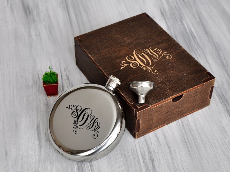 Monogrammed Flask 8 Oz Personalized Flask for Her Engraved Etsy