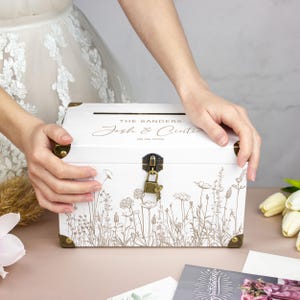 White Card Box for Wedding Reception, Personalized Wedding Envelope Box with Wedding Sign, Engraved Rustic  Wedding Box for Cards & Gifts