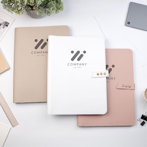 Personalized Leather Portfolio with Logo, Custom Business Padfolio, Professional Organizer Folder, Corporate Gift, Leagl Pad Holder