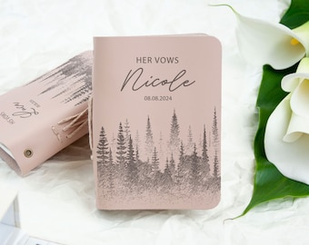 Personalized Leather Vow Books Set of 2, Engagement Gift for Travelers and Mountain Lovers, Marriage Booklets, Wedding Journals for Couples