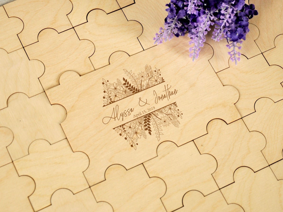 Puzzles Guestbook Rustic Wedding Guest book Alternative Etsy
