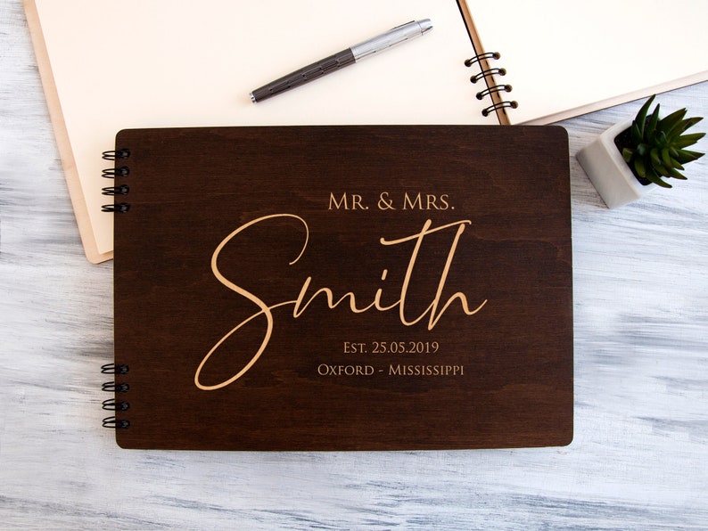 Wedding Guest Book Personalised Custom Wedding Guestbook Mr Etsy
