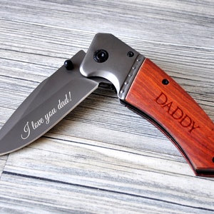 Dad Gifts Folding Knife Father's Day Gift Engraved Pocket Knife Personalized Gift for Dad Mens Gift Ideas Custom Knife Daddy Gift from Son image 2